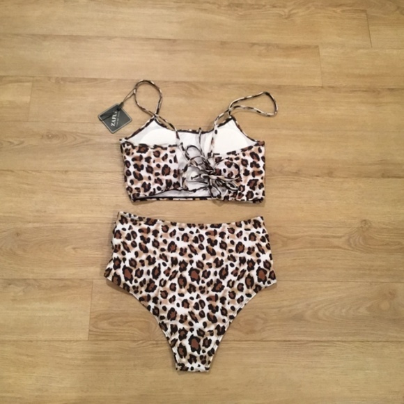 Women’s Leopard Ruched High Waisted Bikini Set - Picture 6 of 9